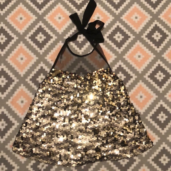 Lulu's Gold Sequin Halter Top - Picture 1 of 15
